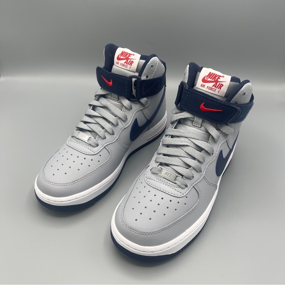 Nike Air Force 1 Hi QS Shoes "Patriots" Wolf Gray Navy / Size 7. - Picture 9 of 14